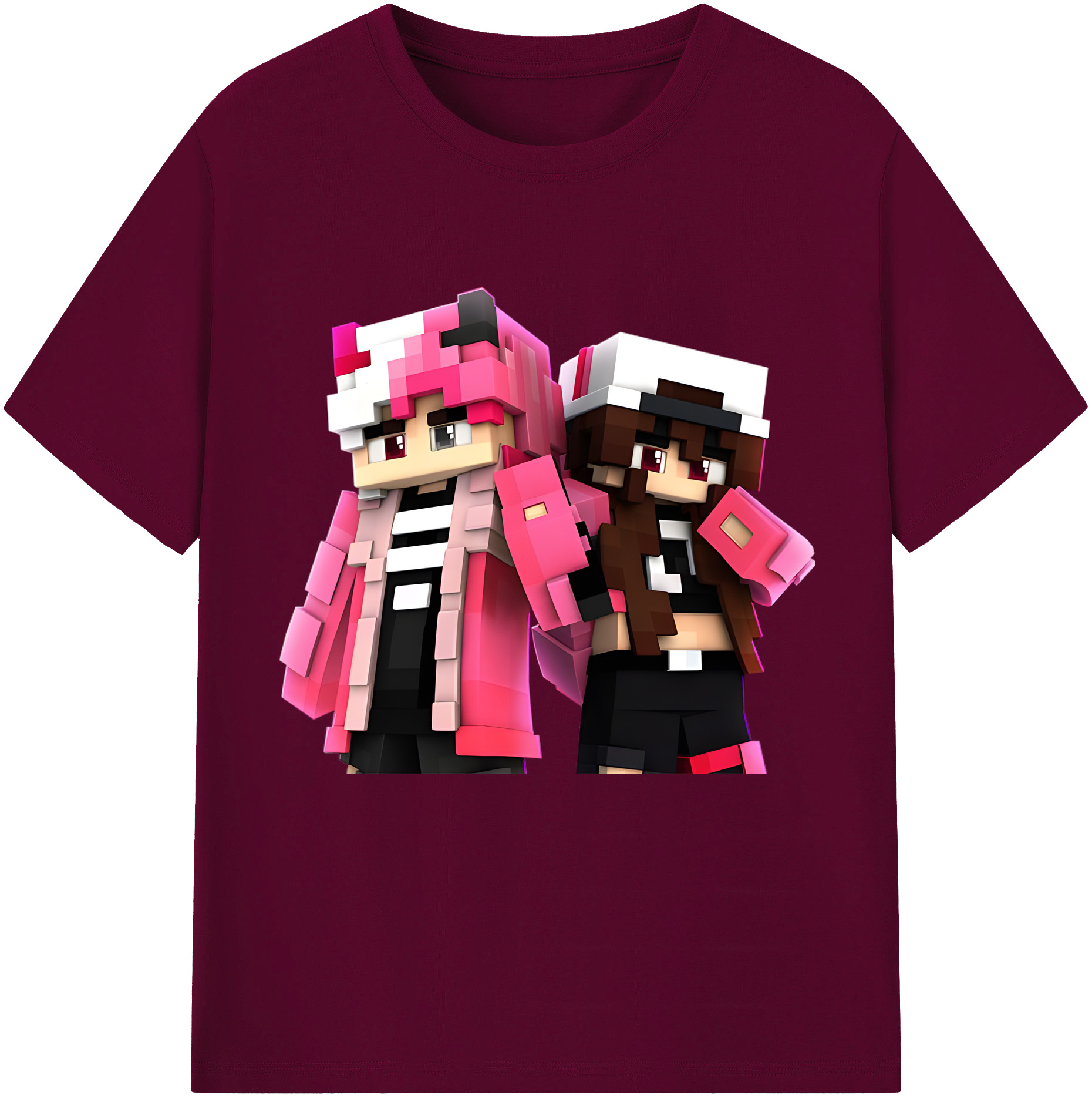 （画像用） マインクラフト ブロックの世界 Minecraft MC Block world レディースカジュアルプリントTシャツ（綿100％）
